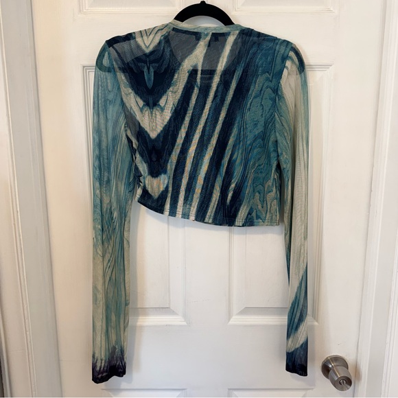 Fashion Nova Teal and Navy Patterned Crop Top - Picture 8 of 14